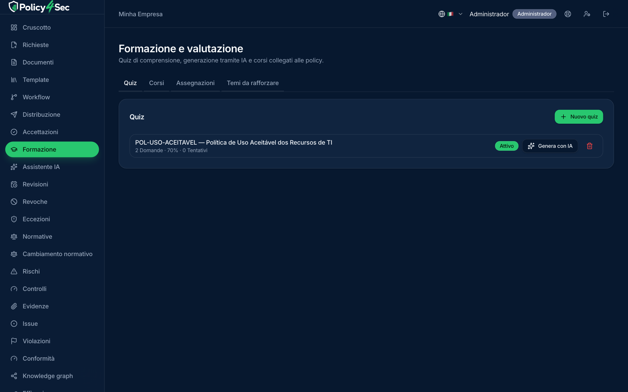 Quiz di comprensione